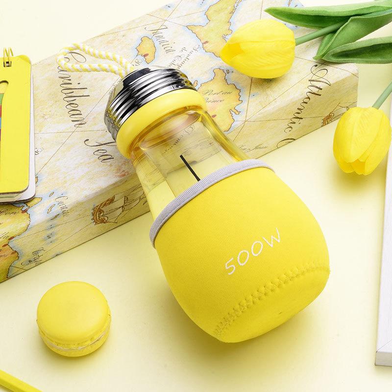 

Творческая бутылка-лампочка, бутылка для напитка, молочный чай, фруктовый сок, напиток с крышкой, террариум для домашнего магазина, бутылка-лампочка для чая 1pcs жёлтый