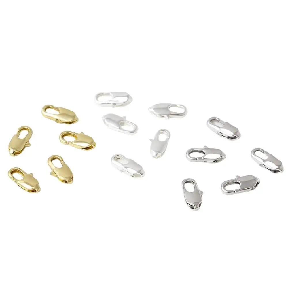 50pcs Rectangular Lobster Clasp Connectors, Iron Metal Hook for DIY Bracelet Necklace Making, Jewelry Findings Accessories