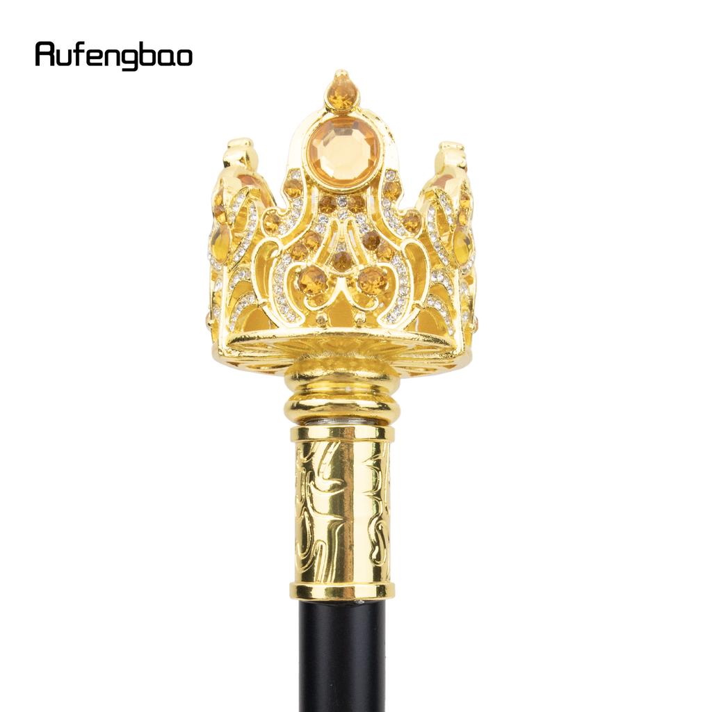 Golden Crown Artificial Diamond Walking Cane Fashion Decorative Walking Stick Gentleman Elegant Cosplay Cane Crosier 90cm
