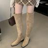 2025 Autumn and Winter New Square Head Thick Heel Simple Versatile Zipper High Boots