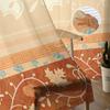 Boho Ethnic Pattern Pumpkin Maple Leaf Tulle Window Curtain  Livingroom Printed Sheer Curtain Home  Window Panels Chiffon Drapes