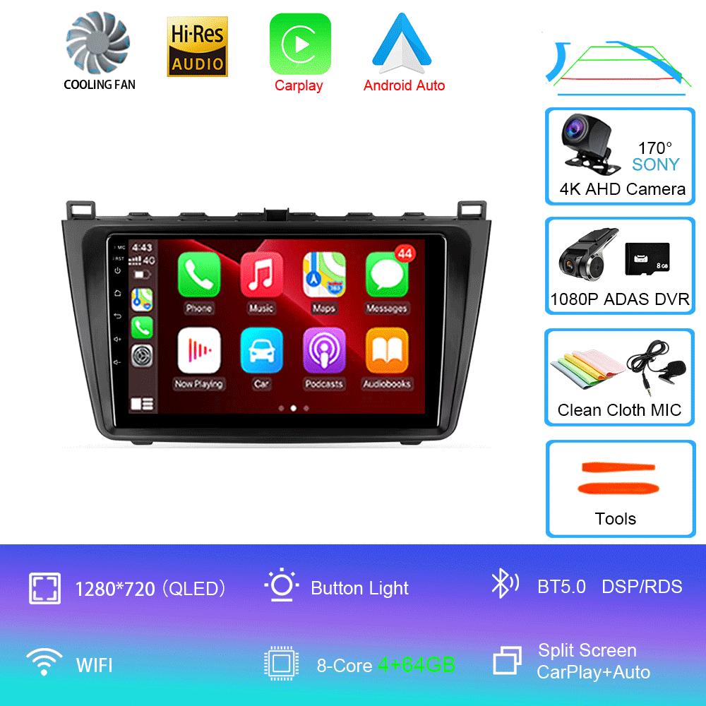 Android14 Carplay Auto For Mazda 6 GH 2007 2008 2009 2010 2011 2012 Multimedia GPS Car Radio Video Player Stereo 2din Head Unit