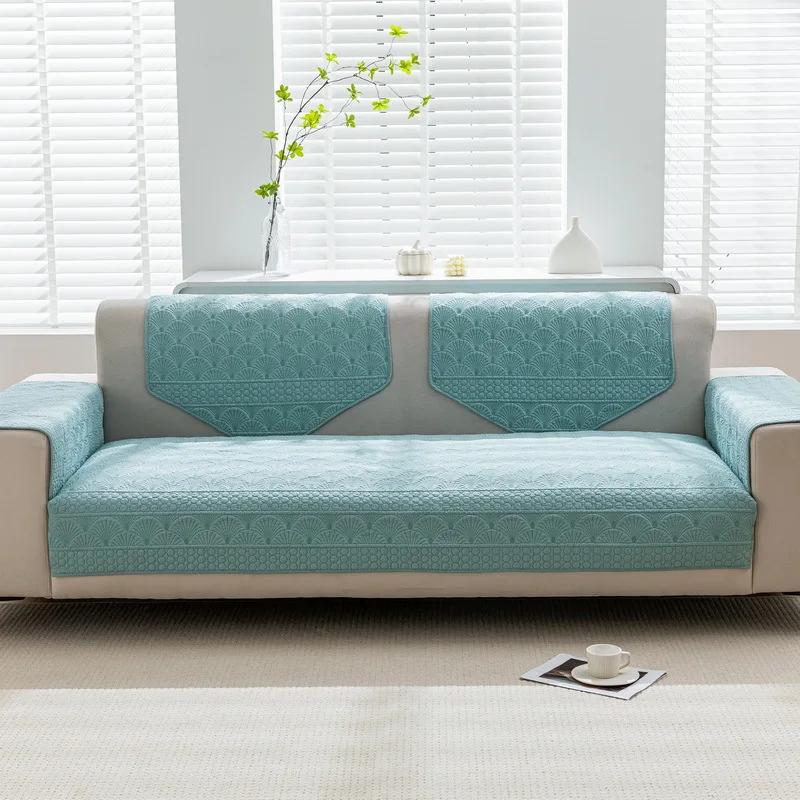Embroidered Cotton Washed Sofa Cushion Four Seasons Universal Non-slip Cotton Fabric Living Room Sofa Cover 1/2/3/4-seater