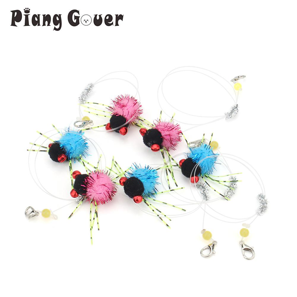 6pcs Simulation Spider Flying Bugs Insects Replacement Head for Cat Teaser Stick Rod Pet Cat Toys
