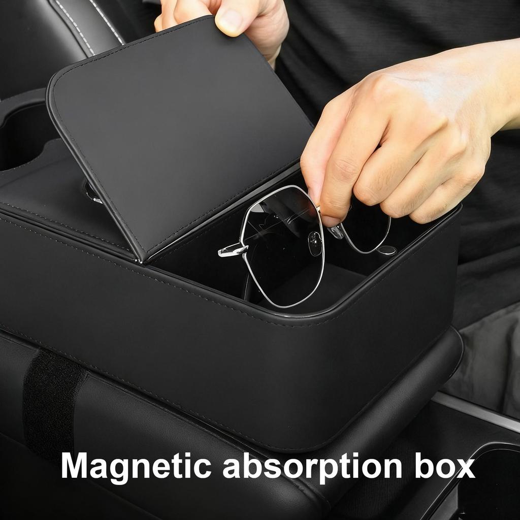 Car Armrest Organizer Large Capacity Cup Holder Automotive Armrests Magnetic Storage Box For Water Bottle Key Sunglasses Card