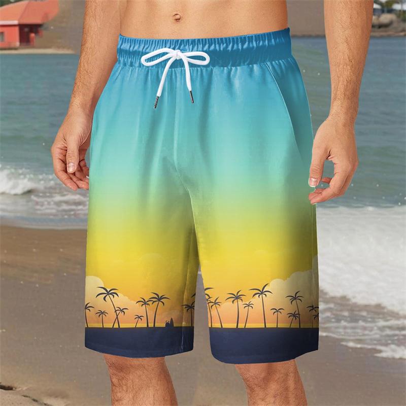 Summer Men's 3D Printed Beach Pants Fashion Versatile Trend Breathable Casual Vacation Style
