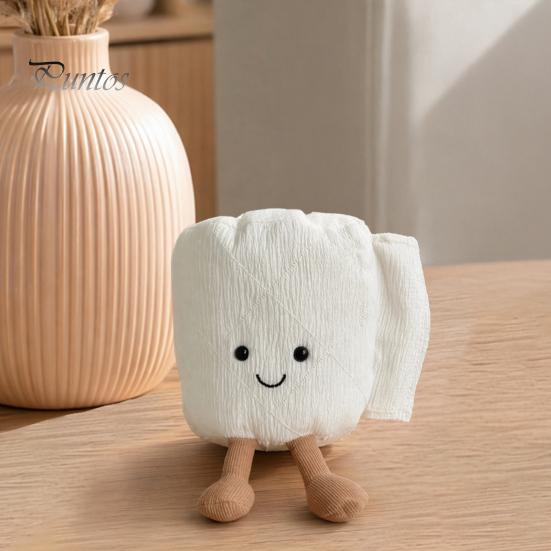 Toilet Roll Plushie Cartoon Paper Plush Toy, Stuffed Smiling Decoration, Rolled Soft Handmade for Home Bedroom PP Cotton Toy