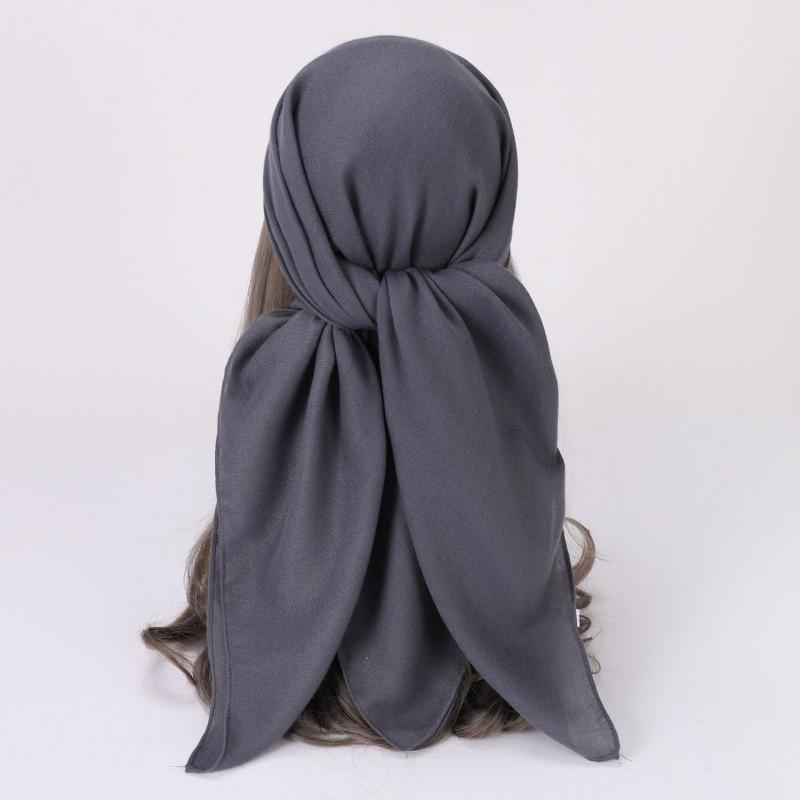 91cm solid color cotton-linen scarf headscarf, vintage square scarf, gauze scarf, shawl, breathable headscarf, women's wholesale