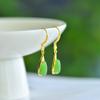 Xinjiang Hotan Jade Jasper S925 Silver Inlaid Simple Water Drop Earrings