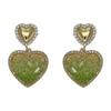 2025 New Vintage Dainty Female Crystal Stone Stud Earring Cute Fashion Heart Zircon Wedding Earrings for Women Jewelry Gifts