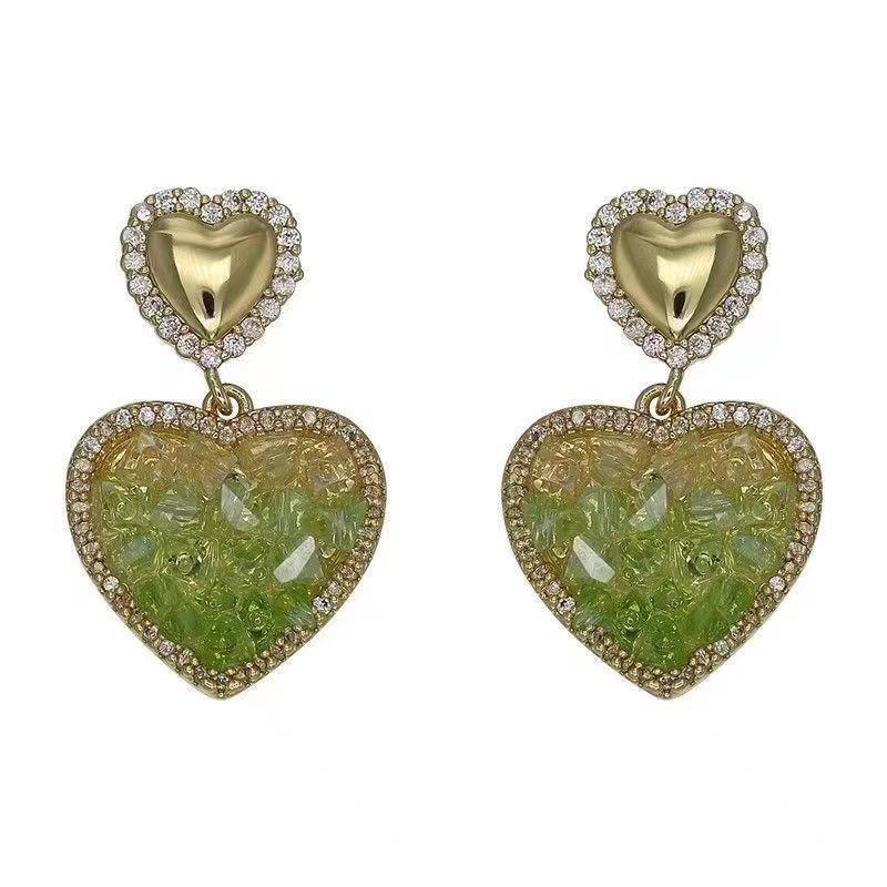 2025 New Vintage Dainty Female Crystal Stone Stud Earring Cute Fashion Heart Zircon Wedding Earrings for Women Jewelry Gifts