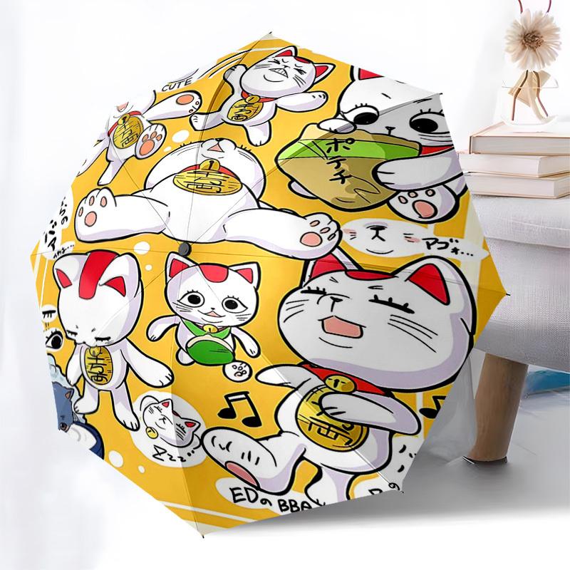 1pc Lucky Cat Automatic Opening and Closing Umbrella Convenient Triple-Fold Design, Suitable for Fans, Travel, and Everyday Use, Great Gift.C010