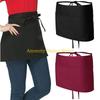 F26C Spill Resistant Lightweight Black Polyester Waist Tied Cooking Apron