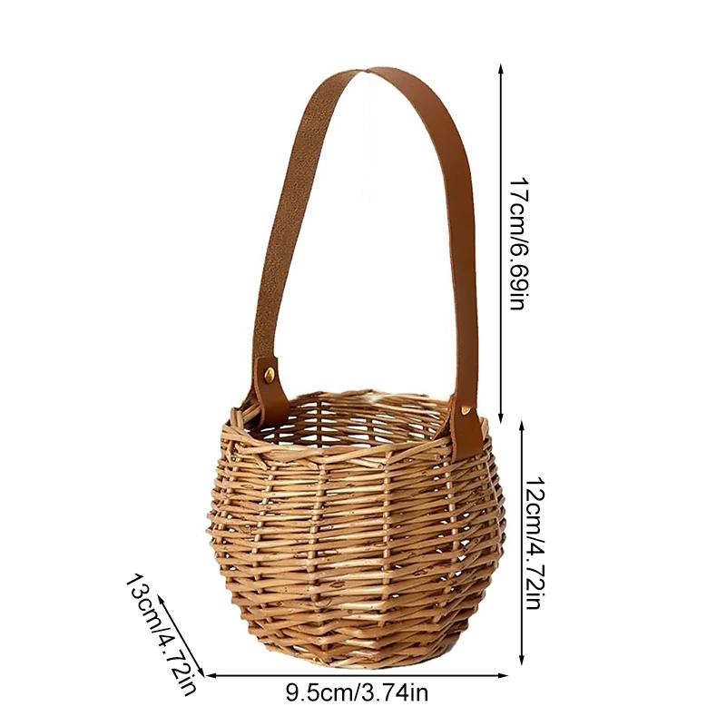 Ručně pletený úložný košík Malý košík na květiny Dekorativní ratanový pletený Mini ruční dívčí košík Na svatbu Domácí dekorace