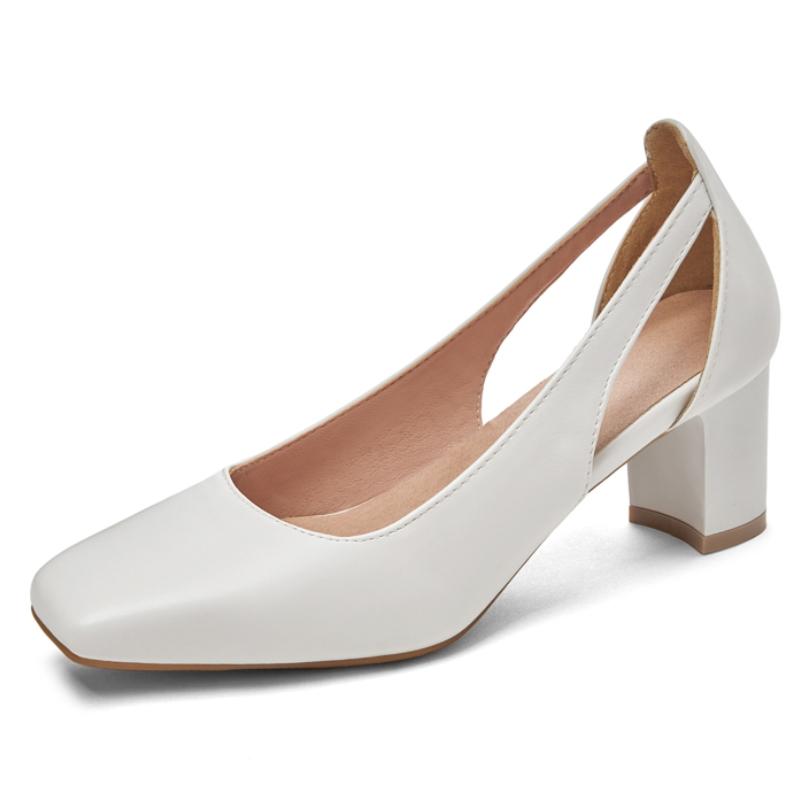 

Элегантные женские туфли на высоком каблуке 2025 Мода Квадратный носок Черные Телесные Белые На каблуке Вечерние Свадебные Офисные Туфли Женские Туфли-лодочки 34 белый