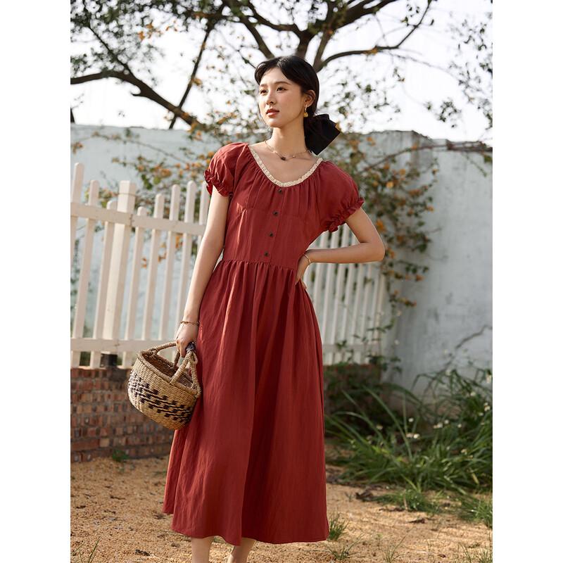 Mixiu 2025 Summer Puff Sleeve Two-Way Wear Slimming Dress S