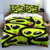 Green Alien Faces Pattern. Bedding Sets Duvet Cover Sets Duvet Covers Pillowcases(1 * Duvet Cover 2 * Pillowcases, Without Duvet Insert)