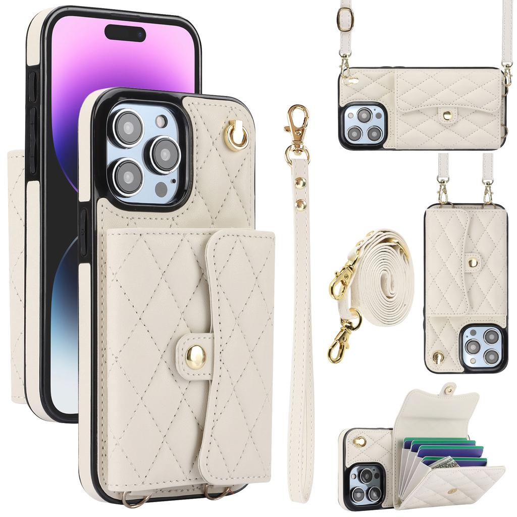 Long Strap Card Holder Phone Case for IPhone 16 Pro Max 16e 15 Plus 14 13 Mini 11 12 7 8 XS XR SE 2 3 Leather Protective Cover