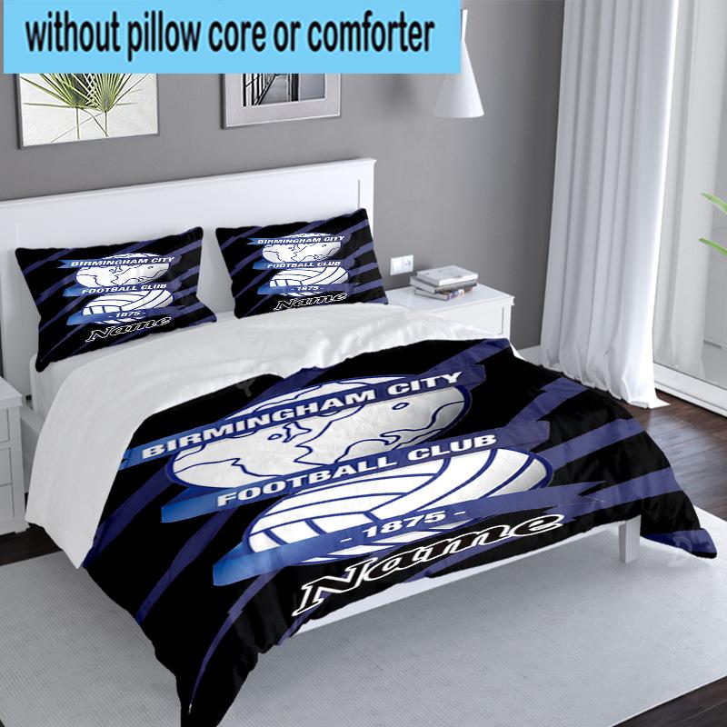 3PCS Custom Name Birmingham Football Crest Bedding Set, Including 1pc Duvet Cover And 2pcs Pillowcases, Suitable for Dorms and Bedrooms Gift