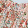 Printed Patchwork Retro Shirt for Women Summer New Style Loose and Slimming Lace Up Seven Quarter Sleeve Shirt for Women