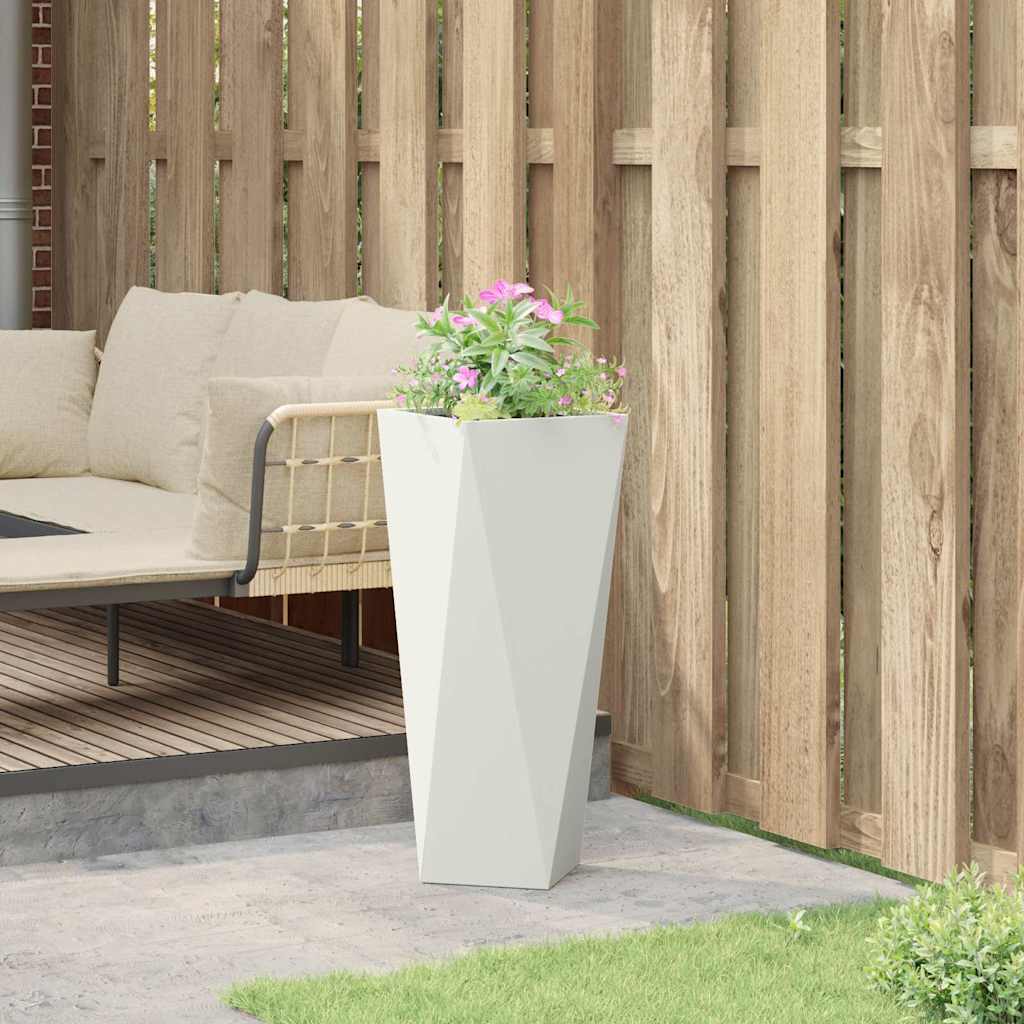 Plant Pot White 30 X 30 X 75 Cm Steel