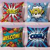 Welcome Omg Cushion Cover Plush Fabric Soft Double-Sided Printed Invisible Zipper Sofa Pillow Case Home Decor