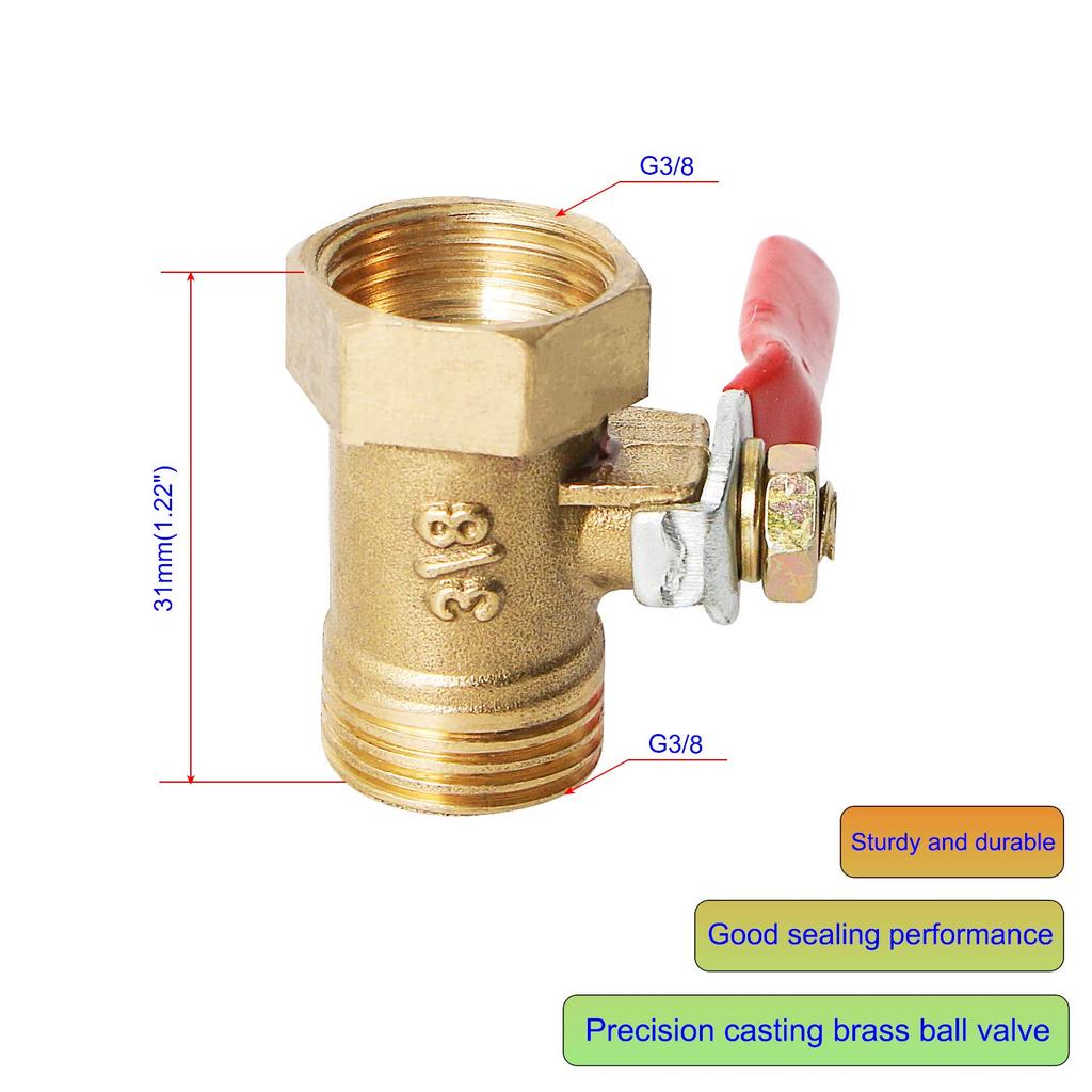 Aopin Ball Valve Brass G 3/8" Female Thread x G 3/8" Male Thread Valve