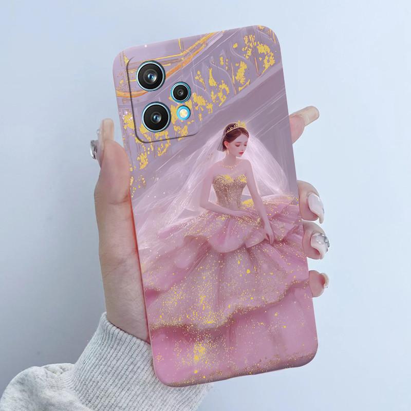 For Realme 9 Pro Plus Phone Case RMX3392 RMX3393 Flower Girl Design Soft Silicone TPU Back Housing For Realme9 4G RMX3521 Covers