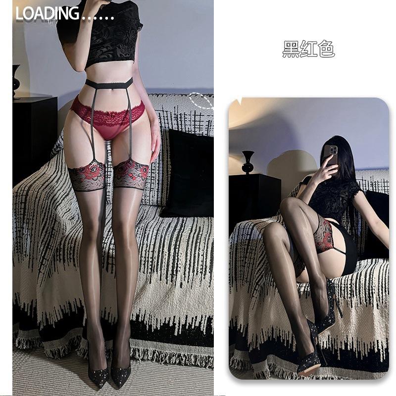 Sexy Aurora oily stockings lace stockings sexy oily thin suspenders integrated socks A308