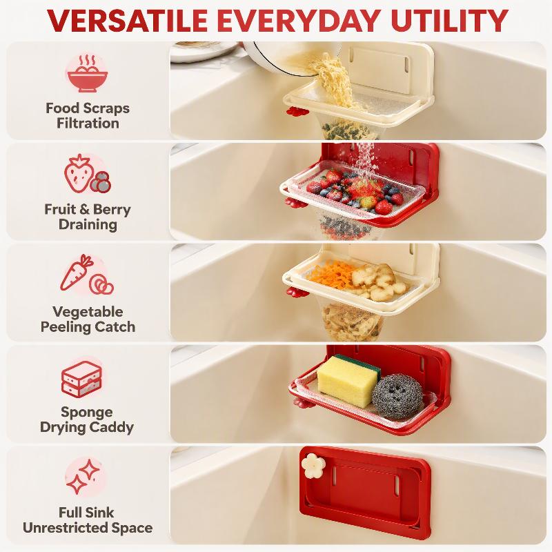 Folding Sink Filtering Net Rack Home Use Kitchen Beside Sink Kitchen Waste Filtering Net Sink Mesh Holder Separating Drain Rack