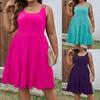 Independent Station European and American Spring and Summer Large Size Women's Clothing A Pendulum Loose Solid Color Sleeveless Medium and Long Dress