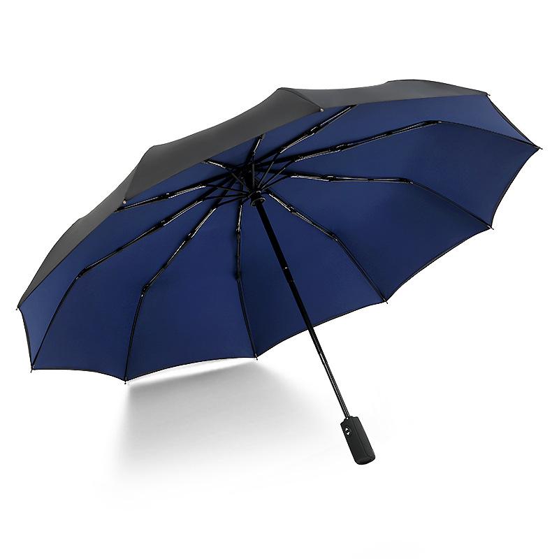 Automatic double-layer umbrella 10-bone wind-resistant three-fold men's umbrella umbrella word plus umbrella