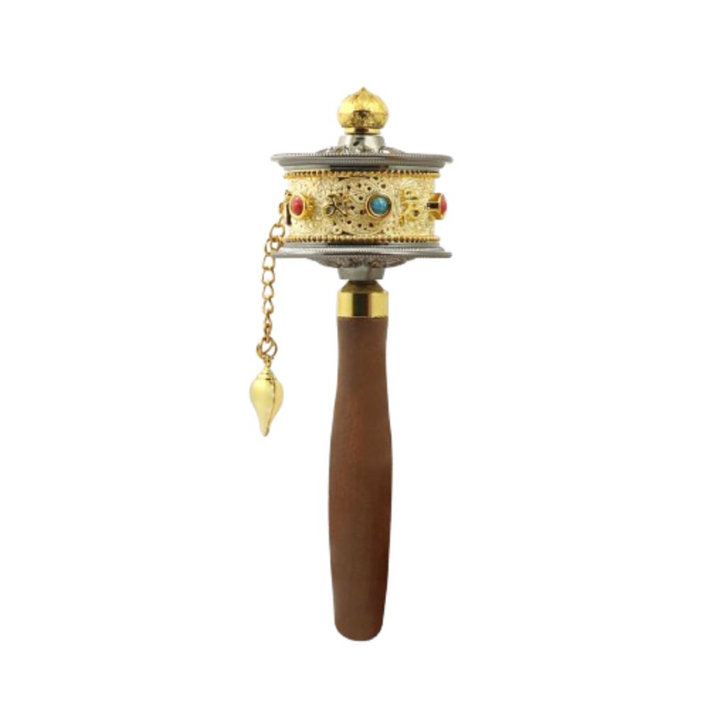 Hand Cranking Tibetan Prayer Wheel Colourful Religious Ornament  Home Decoration