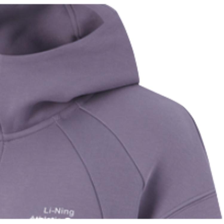 Li Ning Fitness Series Pullover Solid Color Loose Long Sleeve Hoodie Women hoodies Charcoal-Purple AWDUF06-5