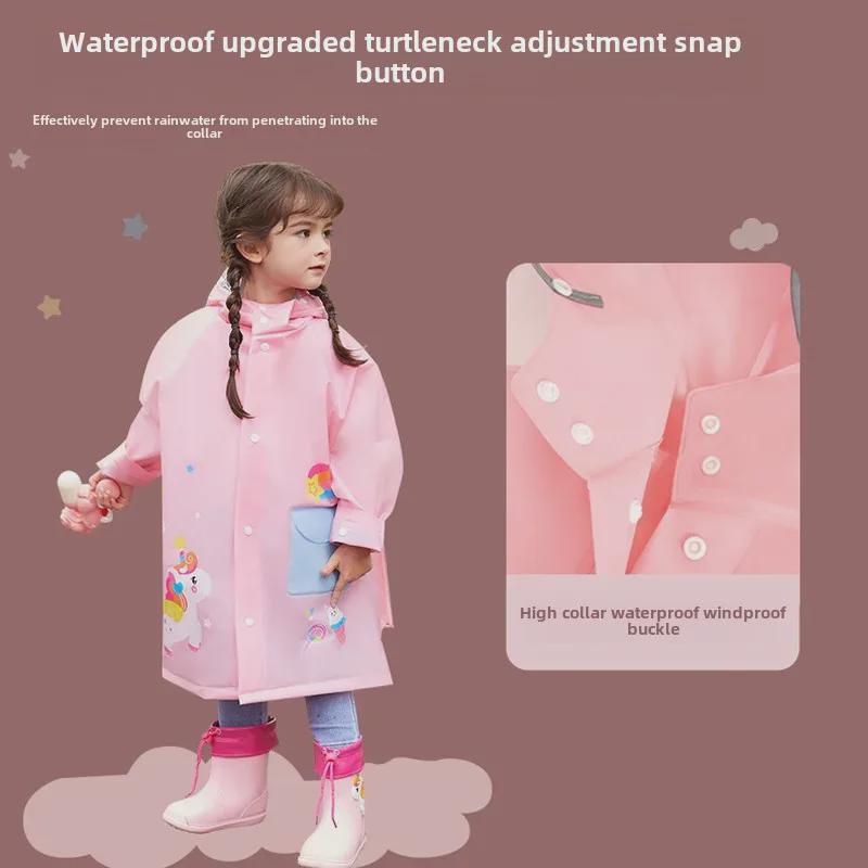 Kids' Waterproof EVA Raincoat with Large Brim and Backpack Space for Boys and Girls