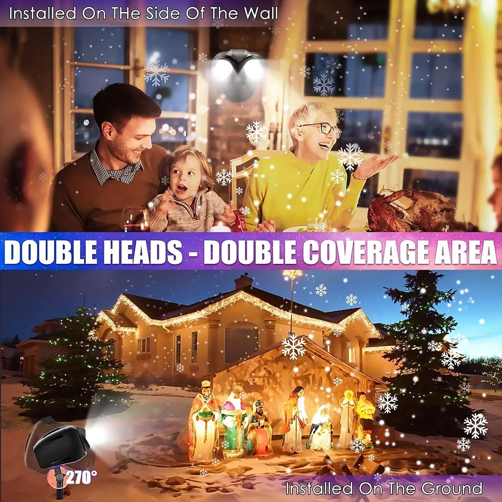 Christmas LED Snowfall Projector Light Snowflake Laser Landscape Light Adjustable Rotation Spotlight Lightning Garden Party Lamp