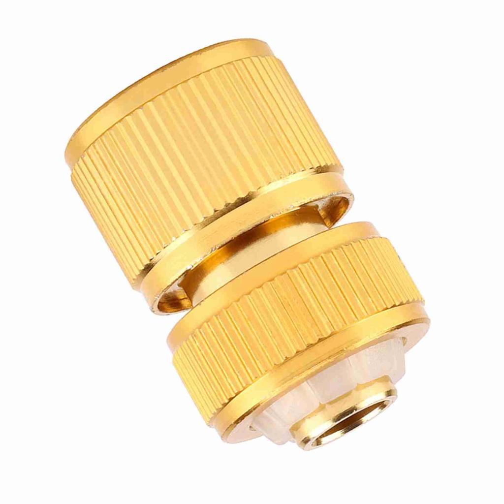 Garden Hose Connector, Aluminum Alloy Brass Plated Proof Quick Fit Adapter, Compatible with G1/2 Hose, for Garden Irrigation Water Tap Fitting