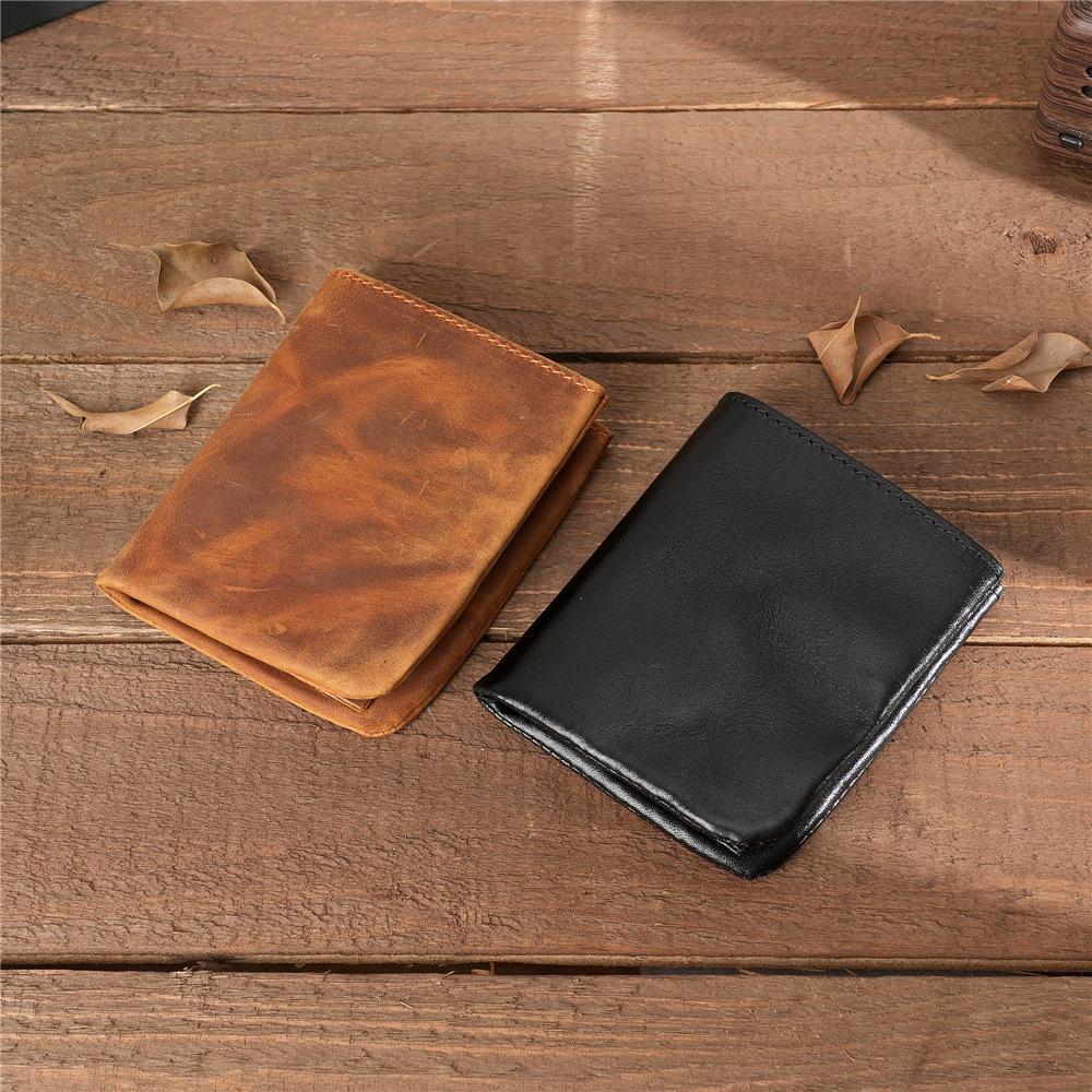 Fashion Genuine Leather Men's Wallet Retro Handmade Short Wallet for Men Durable Real Leather Purse for Men Coin Purse Wallet