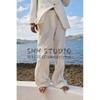 Spring New Arrival Work Clothing Lapel Long Sleeves Wrinkle Effect Suit Outwear 8372333 Wide Leg Pants 8372433