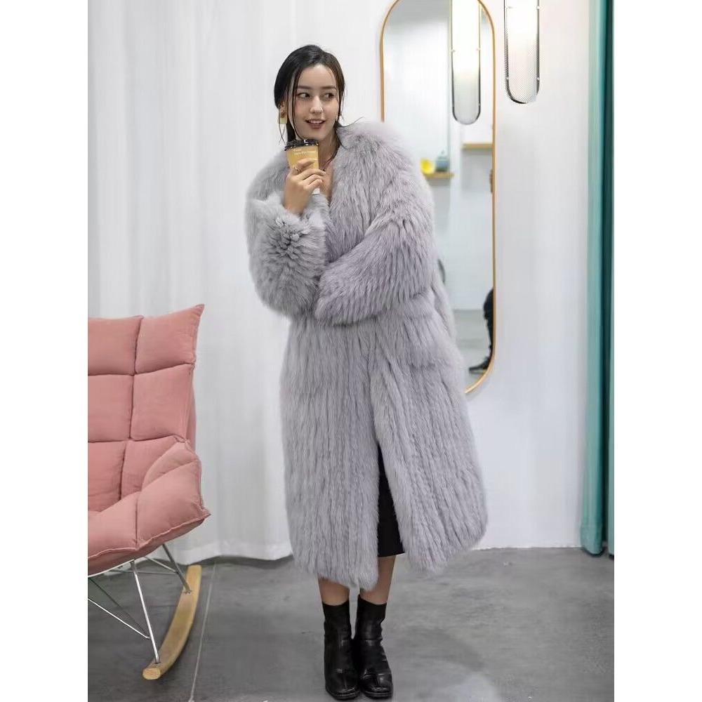 Fox Fur Long Fur Coat Women's Winter New Imitation Fur Coat Coat Young Internet Celebrities Thickened Cotton Coat