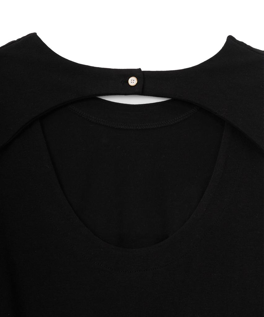 Salon De Yon Back Point Belted Mini Dress_ Black