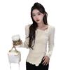 Hong Kong Style Plus Size Black Knitted Sweater for Women - Slim Fit with Irregular Ruffle Edge