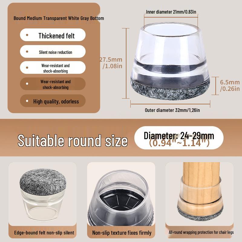 Reinforced Non-Slip Silent Chair and Table Leg Covers with Wear-Resistant Foot Pads