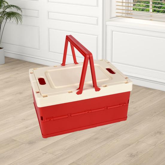 Foldable Storage Box with Cover Handle Design Large Capacity Stackable