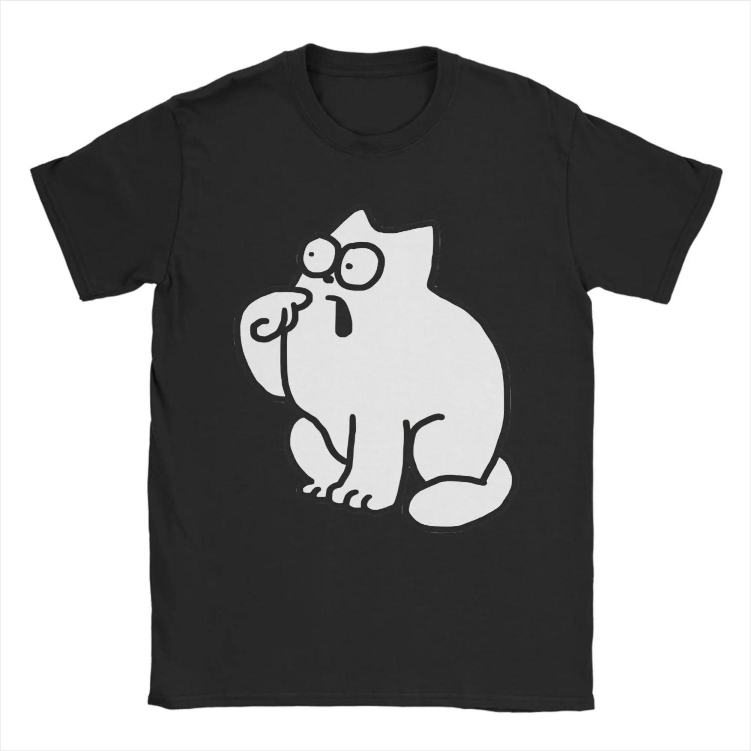 

Simons Cat T Shirt Summer Hipster T Shirts Man 100 Cotton Crew Neck 4XL 5XL 6XL Clothes Short Sleeves Y2K Retro Tshirt S чёрный