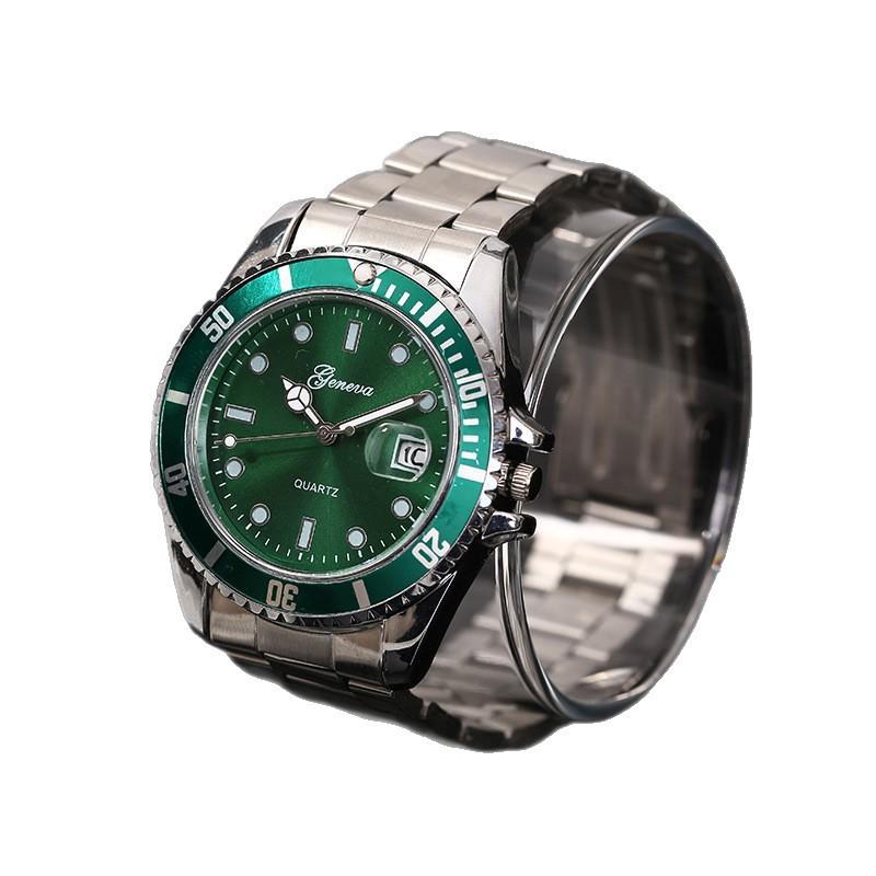 

Мужские светящиеся кварцевые черные часы Water Ghost из нержавеющей стали с календарем Blue