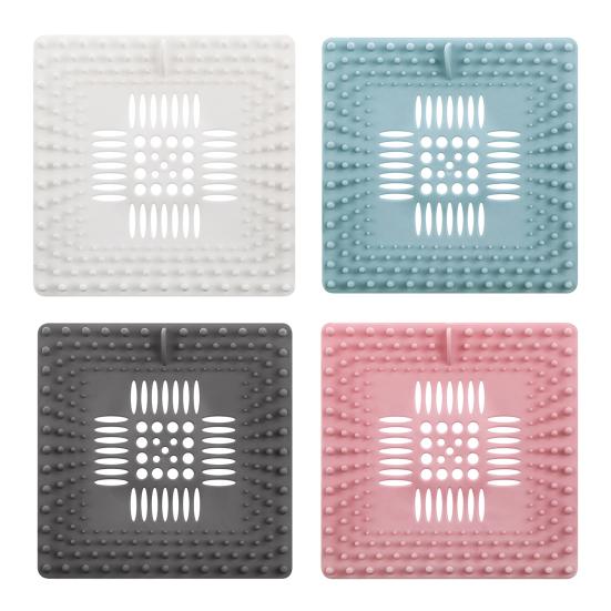 4-teiliger Duschablauf-Haarfänger, quadratisches Kunststoff-Spülbeckensieb, Anti-Verstopfungs-Filter für Badewanne und Küche, verhindert verstopfte Rohre, Haarschutz