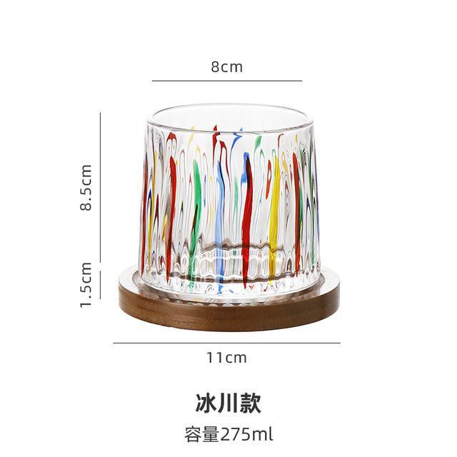 Creative Hand-painted Extract Cup, Simplicity Household Kitchenware, Retro Whiskey Glass, Rotary Wooden Tray Water Cup, Light Lu