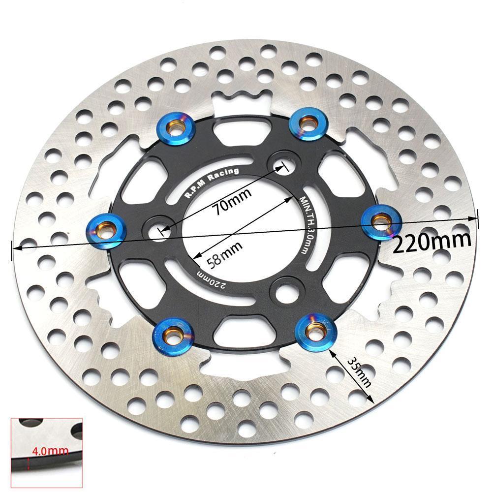 220mm U/min Motorrad Aluminiumlegierung Schwimmende Bremsscheibe 3/4 Loch 70/55mm Universell Vorne Hinten Rotor für Yamaha Roller Niu