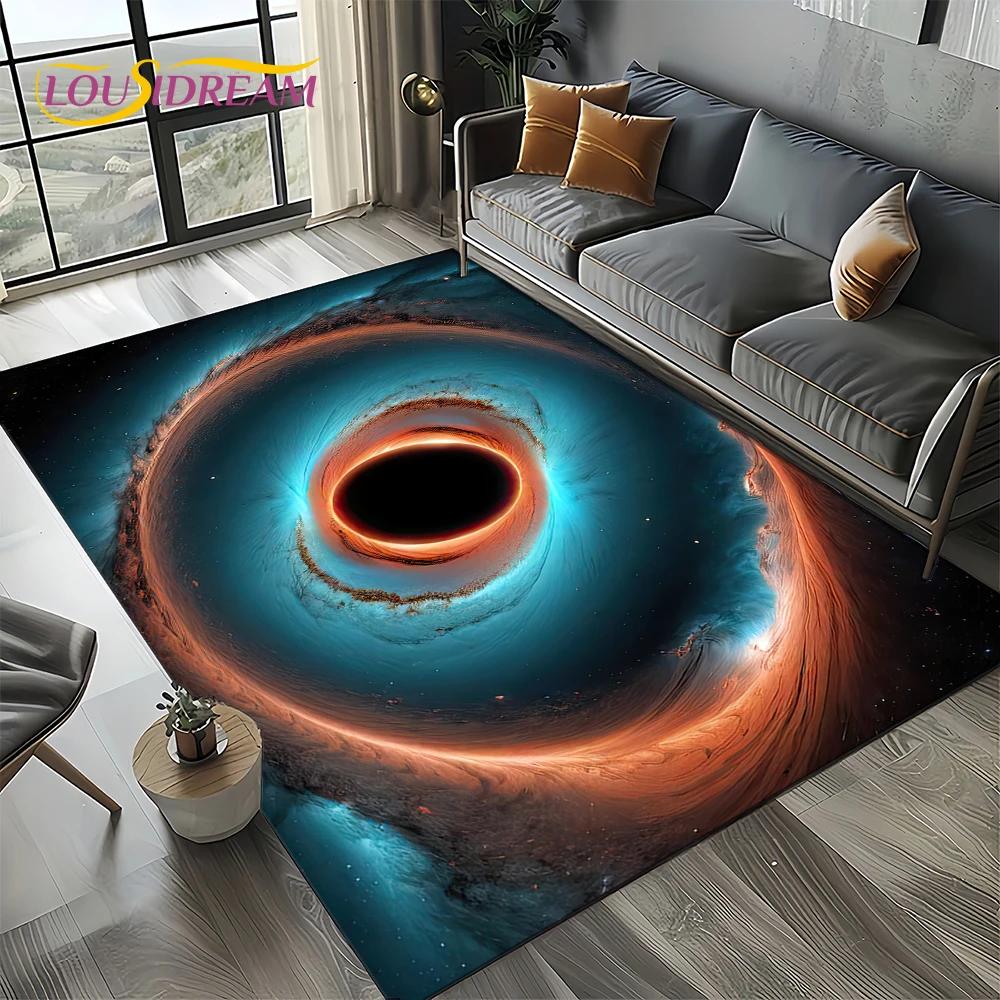 Universe Space Stars Black Hole Galaxy Earth Milky Way Carpet Rug for Living Room Bedroom Sofa Decoration,Non-slip Floor Mat